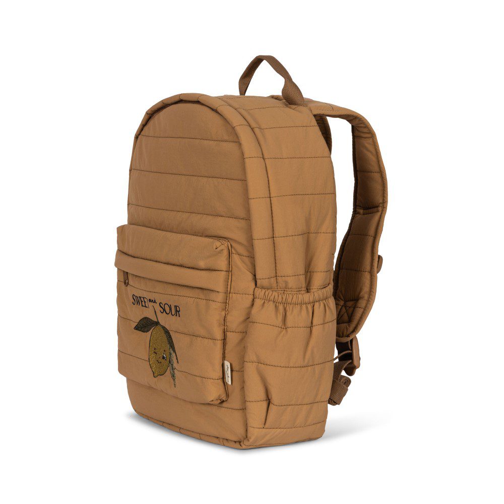 KONGES SLØJD Kids Juno Quilted Backpack - Midi Size, Tobacco Brown | Stylish & Durable School Bag for Boys & Girls, Perfect for Preschool, Kindergarten & Travel