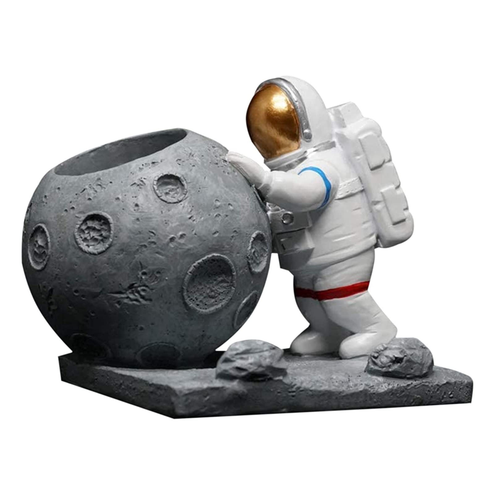 Astronaut-Themed Resin Pen Holder - Black Desktop Organizer for Office, Classroom & Home | Perfect Gift for Students & Professionals | Space-Themed Stationery Storage