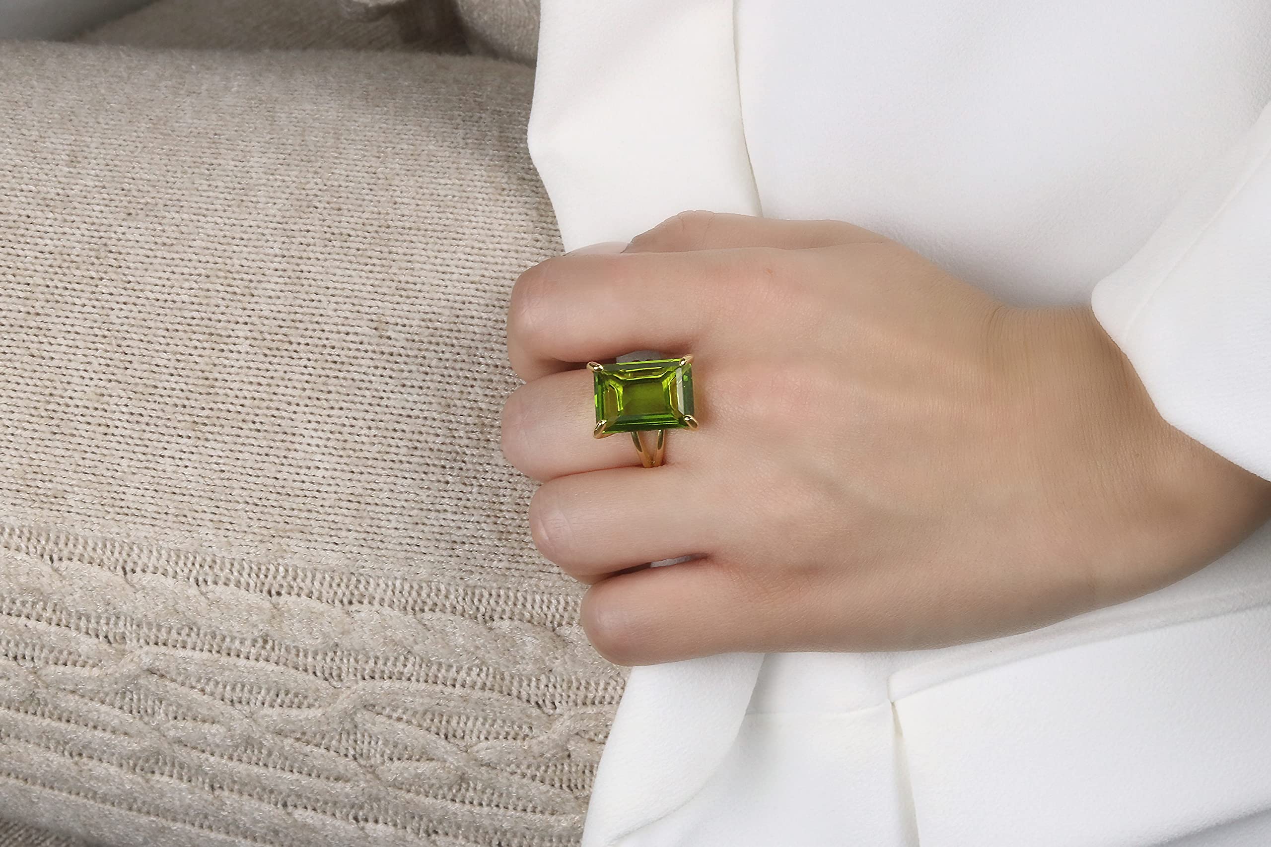 14K Gold Filled Peridot Ring - Natural Green Gemstone Statement Ring for Women | Elegant Engagement, Wedding & Boho Jewelry Gift with Premium Gift Box | Perfect for Anniversary, Birthday & Special Occasions