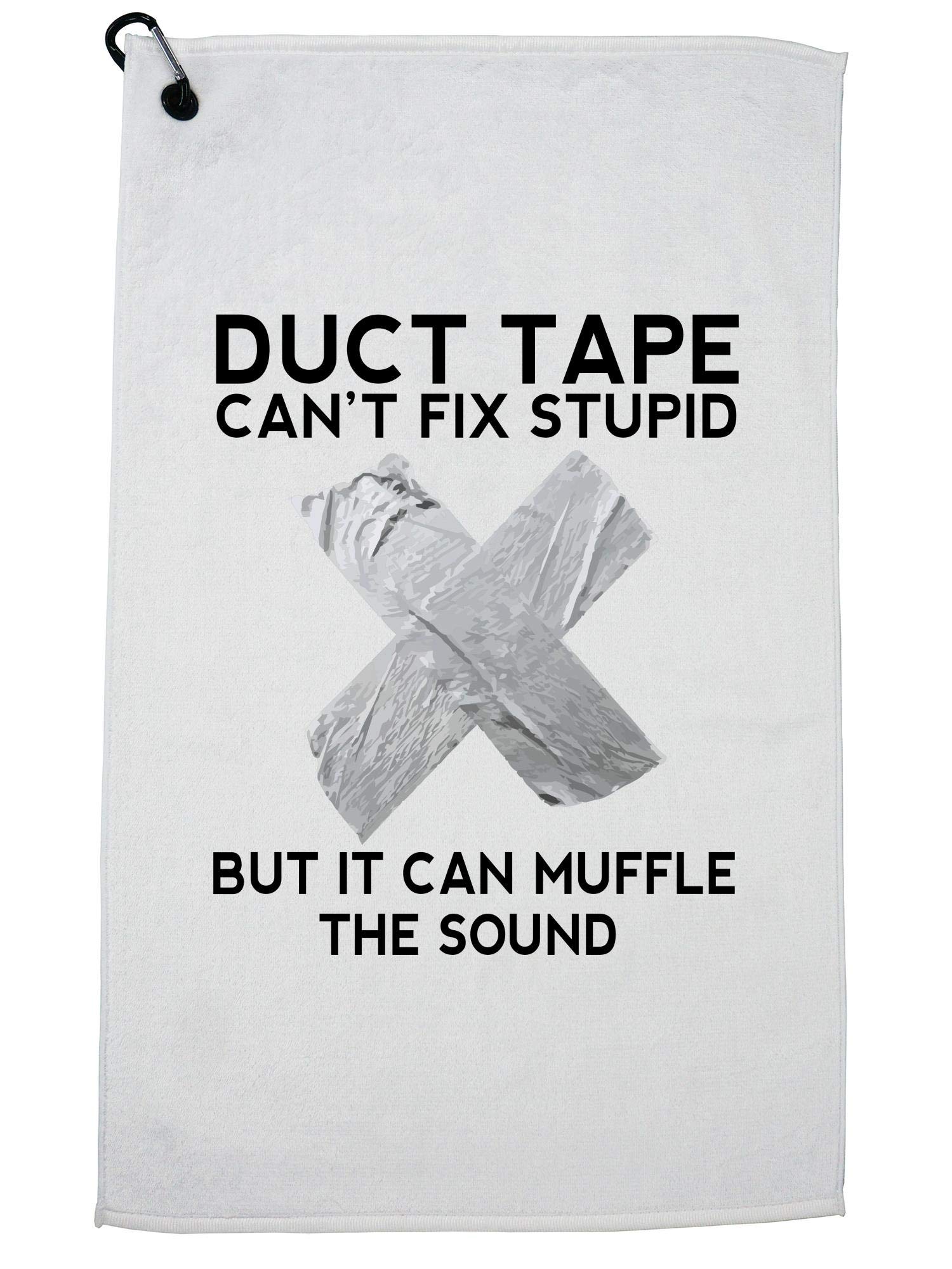 Can't Fix Stupid Duct Tape Sports Towel with Carabiner Clip - Durable Gym & Outdoor Workout Towel for Fitness, Hiking, Camping & Sports Activities