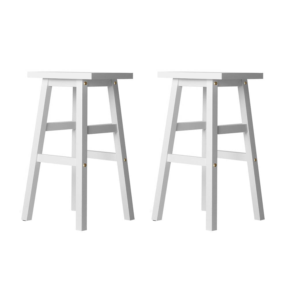 2-Pack White Wooden Bar Stools for Kitchen Counter - Modern & Comfortable Dining Chairs for Breakfast Nook, Bar, or Home Decor