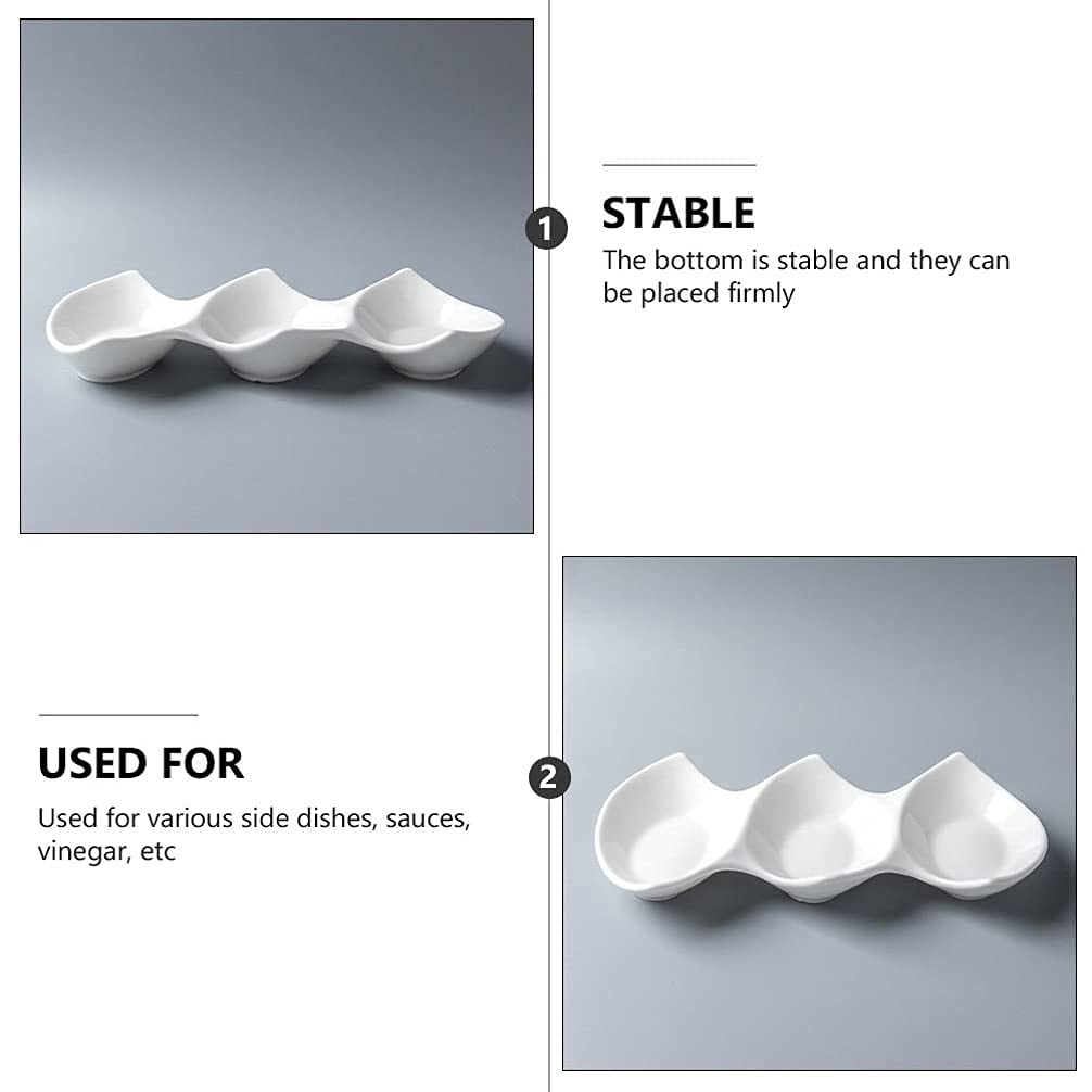 3-Compartment Ceramic Dip Bowls Set - Small Porcelain Snack Bowls for Sushi, Tapas, Nuts, Desserts & Sauces | Perfect for Party Platters, Charcuterie Boards & Home Entertaining