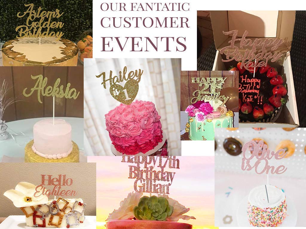 Personalized Baby Name Cake Topper - Custom First Birthday Cake Decorations with Gold Glitter - Perfect for 1st Birthday Parties, Baby Showers & Gender Reveals