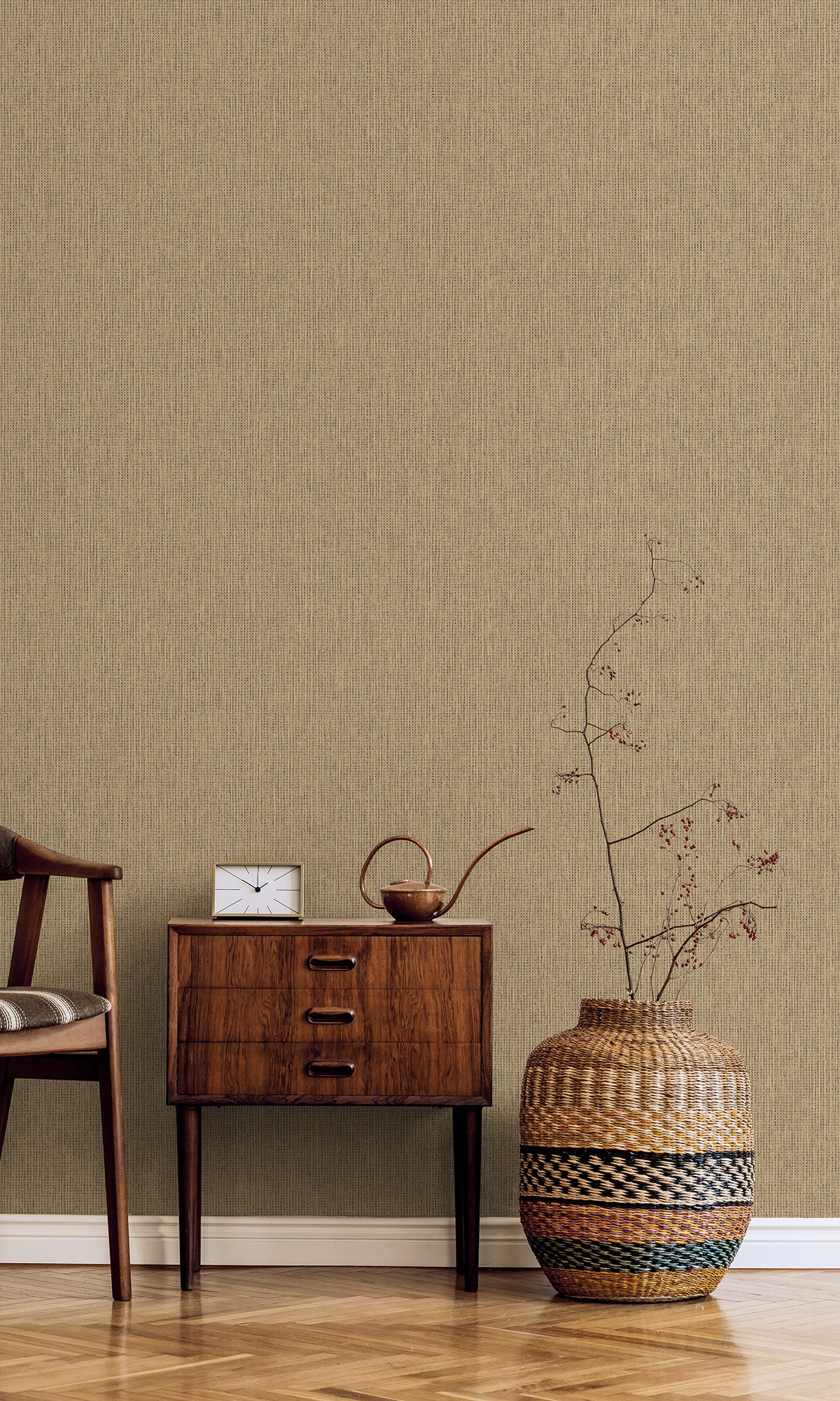Luxury Beige and Black Woven Textured Wallpaper R9685 - Perfect for Living Room, Bedroom, and Office Decor
