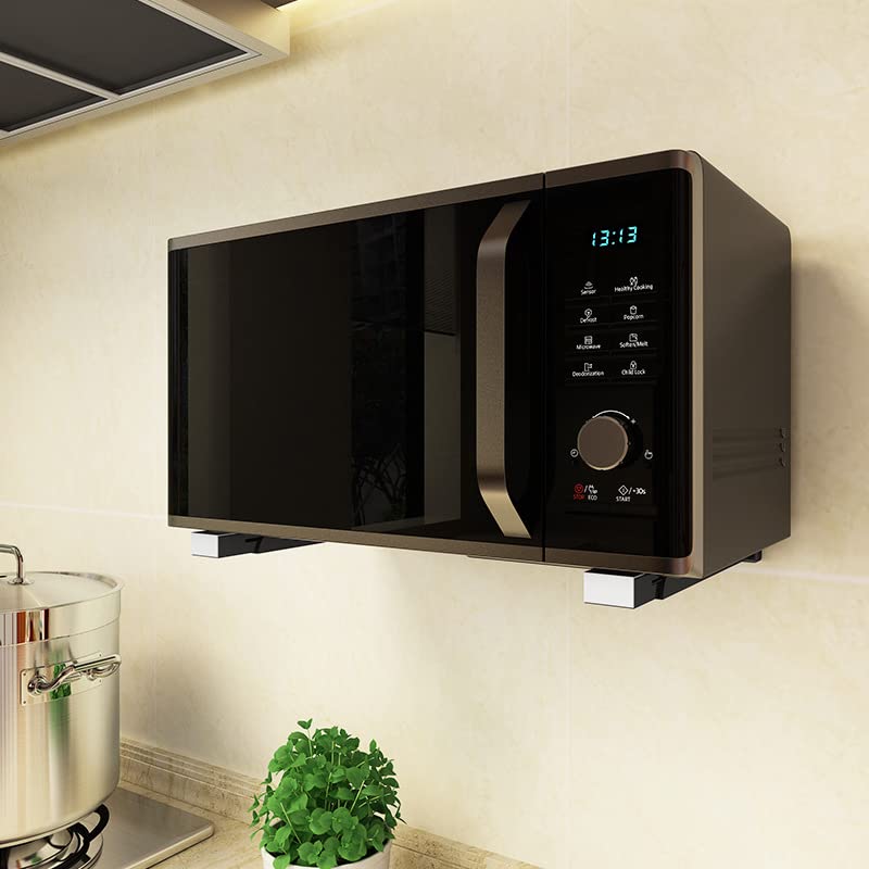 Stainless Steel Microwave Wall Mount Bracket - Universal Adjustable Folding Shelf for Kitchen, Telescopic Oven Rack, Heavy Duty & Sturdy (xlt8e-001) - Perfect for Small Spaces & Apartment Kitchens