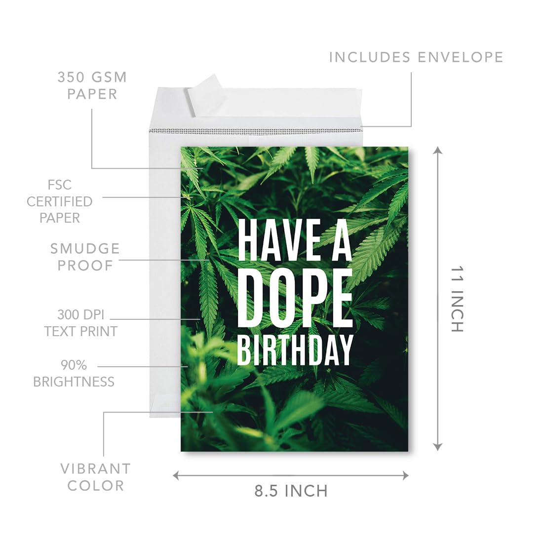Funny Jumbo Birthday Card with Envelope - 8.5x11 Inch Oversized Greeting Card for Hilarious Celebrations | Perfect for Friends, Family & Coworkers | Andaz Press Dope Birthday Card for Parties & Special Occasions