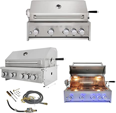 Stainless Steel CUSTOM SINDA 4-Piece Modular Outdoor Kitchen Set with Pizza Oven, 4-Burner BBQ Grill, Grill Cabinet & 32-Inch Side Burner - Perfect for Backyard Entertaining, Patio Cooking & Outdoor Dining