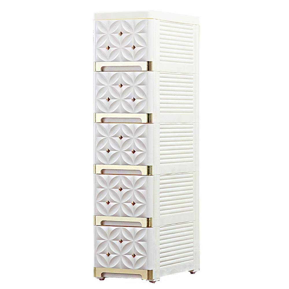 5-Drawer Rolling Storage Cart Organizer - Plastic Mobile Drawer Unit for Closet, Office & Bedroom (Gold, 33