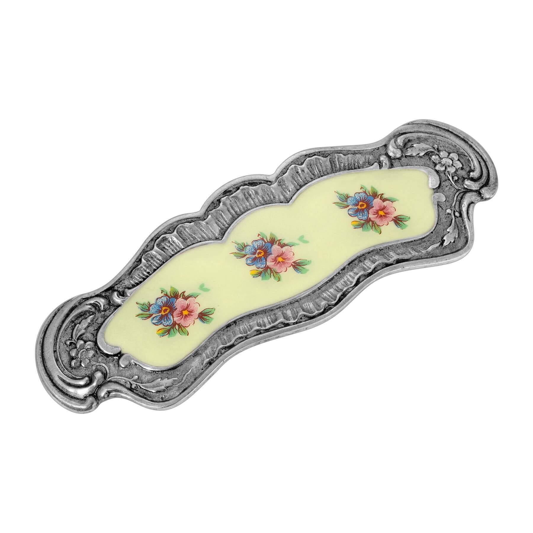 Vintage 1928 Blue and Pink Floral Hair Clip Barrette - Elegant Hair Accessory for Women, Bridal, Prom, Wedding, and Special Occasions