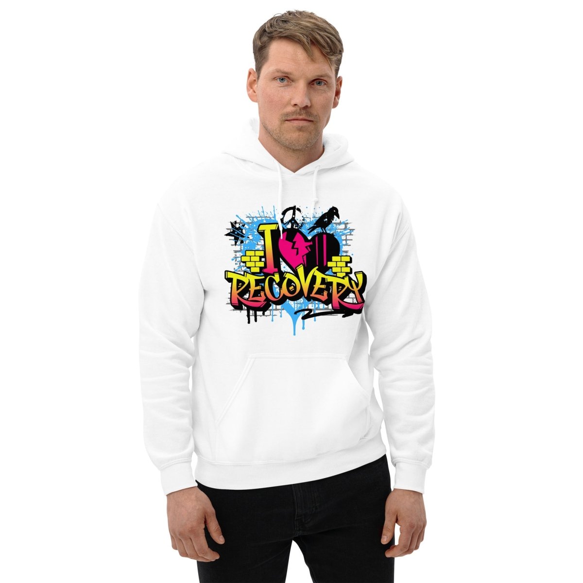 I Heart Recovery Graffiti Hoodie - Trendy Unisex Pullover Sweatshirt for Streetwear & Casual Outfits | Perfect for Urban Fashion, Gym Wear, and Everyday Comfort