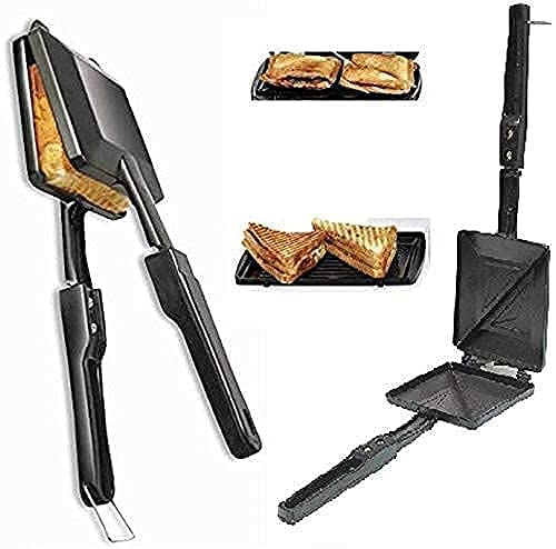 Non-Stick Aluminum Panini Press & Sandwich Maker - 2-in-1 Electric Grill for Hot Sandwiches, Paninis & Breakfast - Perfect for Home, Office & Camping Use