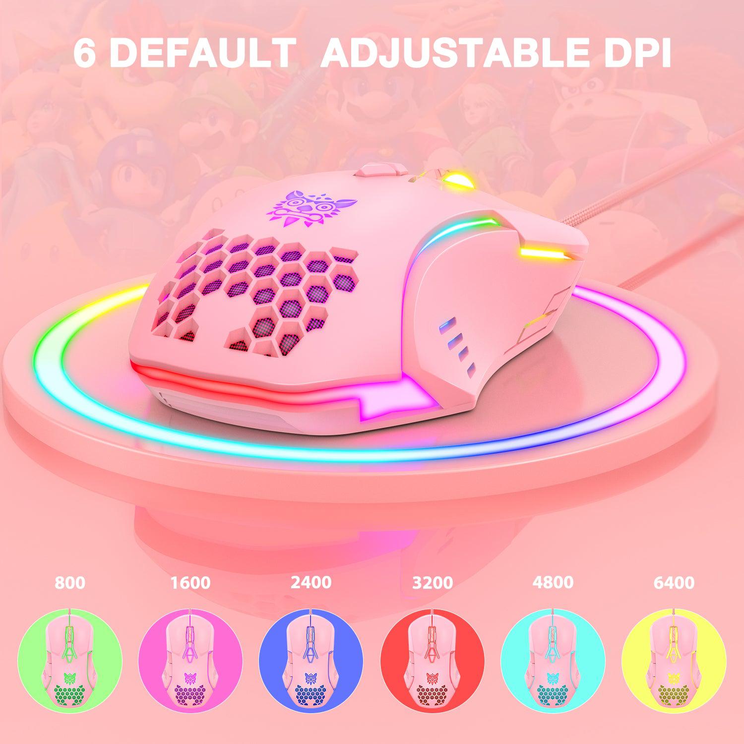 ONIKUMA CW902 Wired Gaming Mouse with 7 RGB LED Backlit Modes, 7200 DPI, Ergonomic Design - Perfect for PC Gaming, Office Work & Streaming Setup
