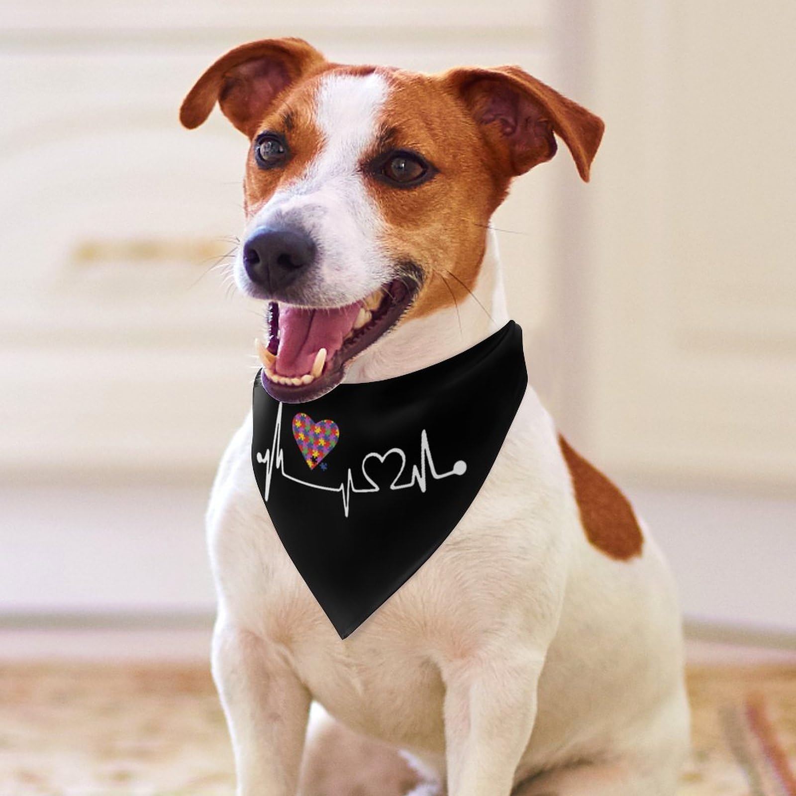 Autism Awareness Heartbeat Dog Bandanas - Cute Pet Scarf & Bib for Small Medium Large Dogs - Christmas Thanksgiving Holiday Gift for Pets - Perfect for Autism Support Events & Daily Walks