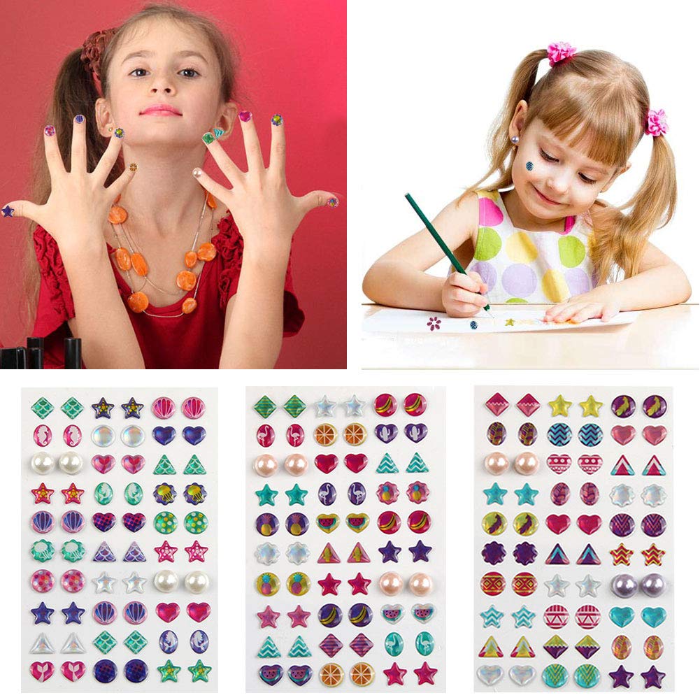 AUGSUN 240-Piece 3D Gem Sticker Earrings for Girls - Self-Adhesive Glitter Crystal Stickers for DIY Crafts, Jewelry Making & Nail Art Decoration | Perfect for Parties, Gifts & Fashion Accessories