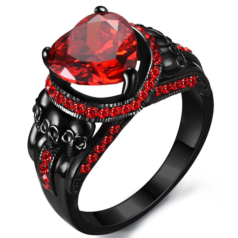 Gothic Jewelry Black Skull Rings for Women - Punk Biker Rings, Vampire Gothic Accessories, Halloween & Christmas Gifts - Perfect for Dark Aesthetic, Engagement, and Alternative Fashion Lovers