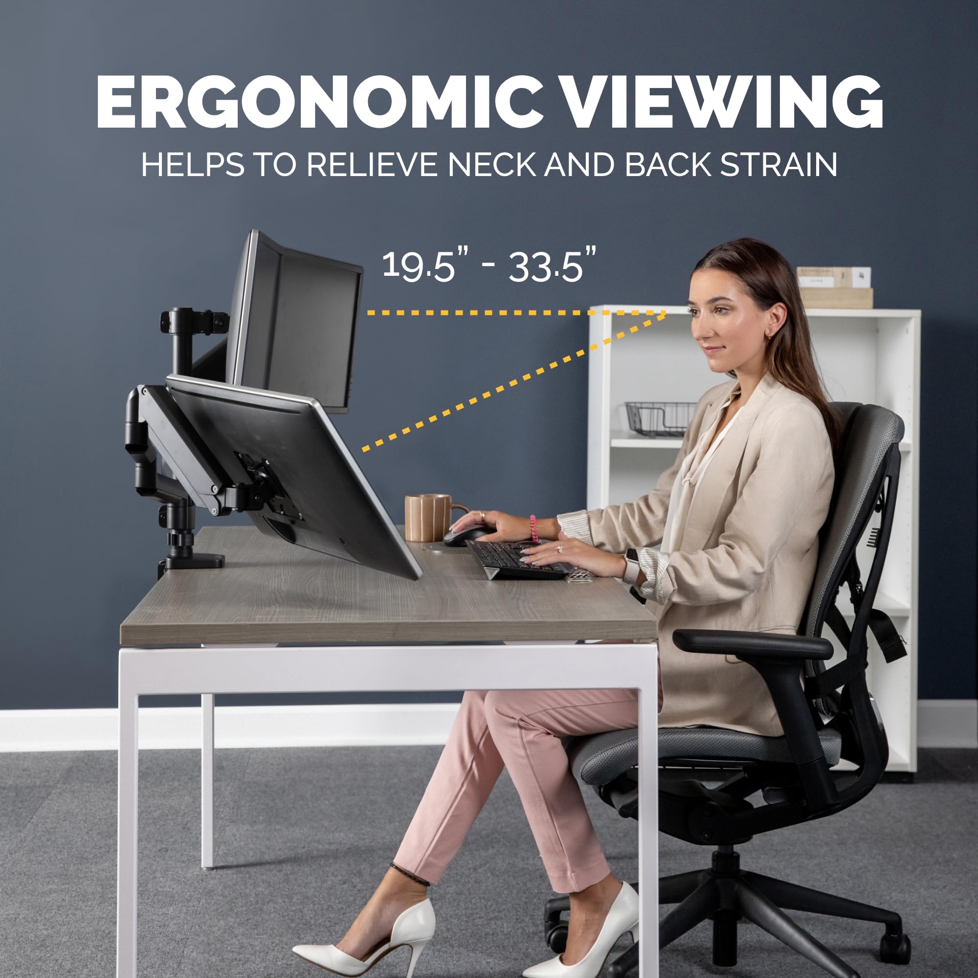 Fellowes Platinum Series Adjustable Triple Monitor Arm (8042601) - Ergonomic Black Stand for Home & Office Workstations, Perfect for Multi-Screen Setup, Gaming & Productivity