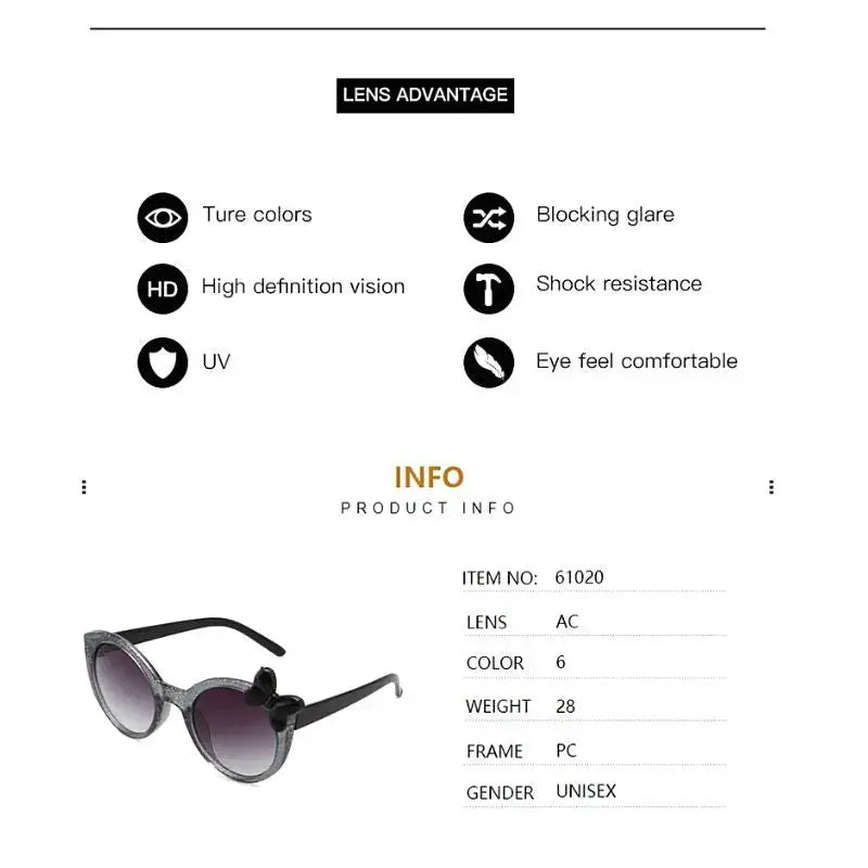 UV Protection Kids Sunglasses with Minnie Mouse Bow - Stylish & Safe for Outdoor Play, Beach, and Sunny Days