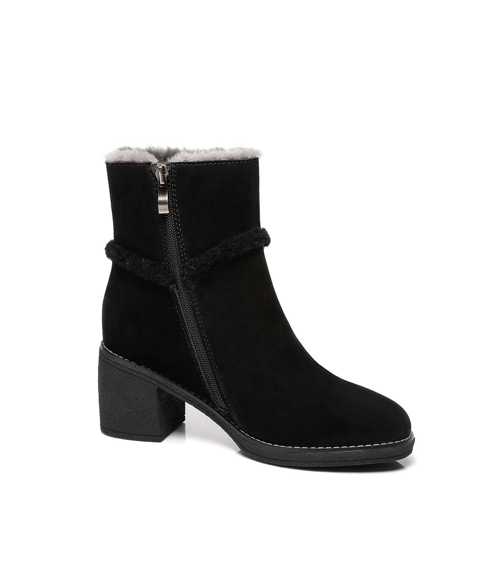Women's Basha UGG Heel Boots - Comfortable Winter Ankle Boots for Women | Warm Sheepskin Lined Booties | Stylish Casual & Outdoor Wear for Cold Weather