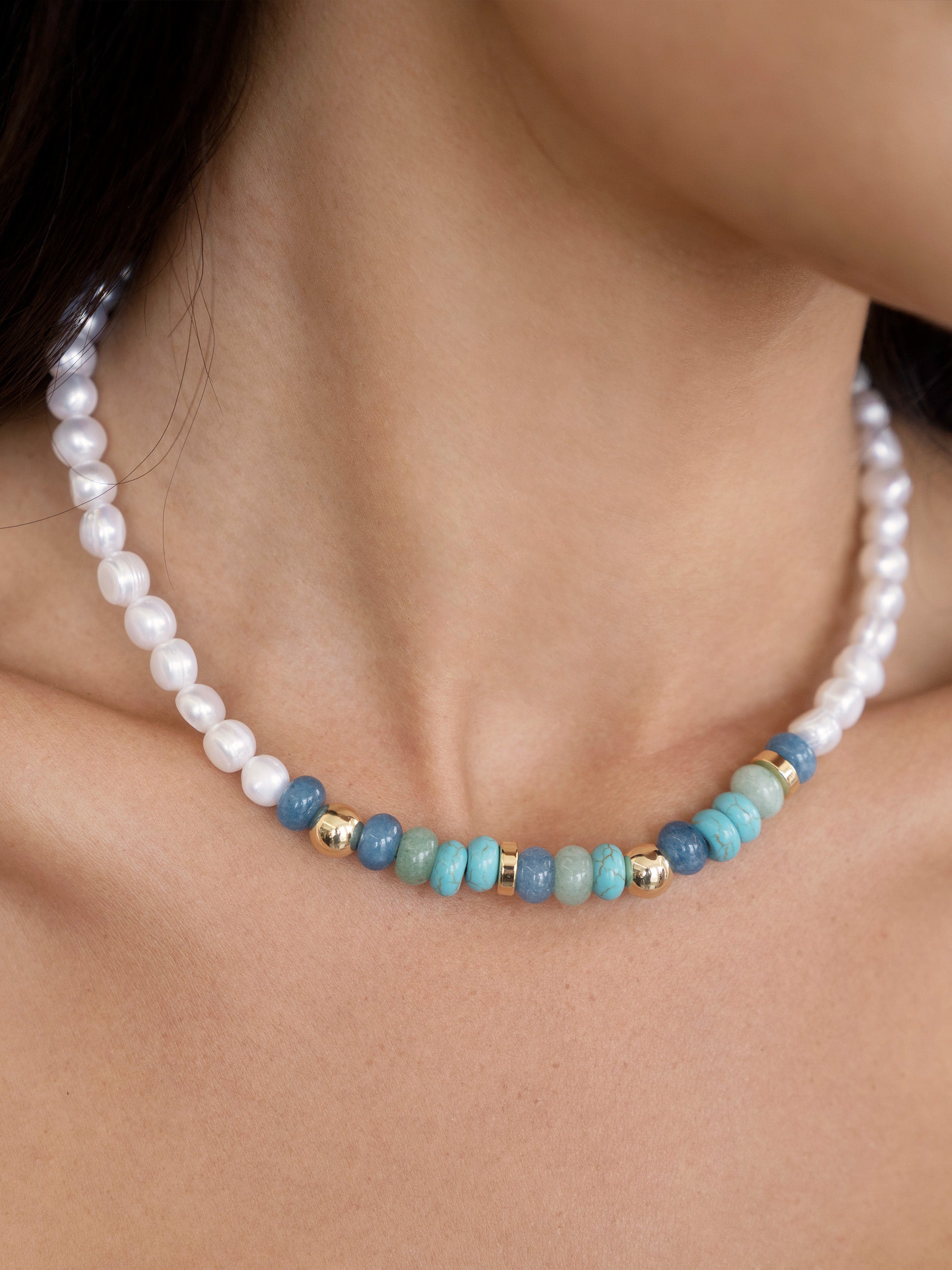 Elegant Beach Day Pearl & Gemstone Necklace for Women - Perfect for Summer Vacations, Weddings & Boho Fashion