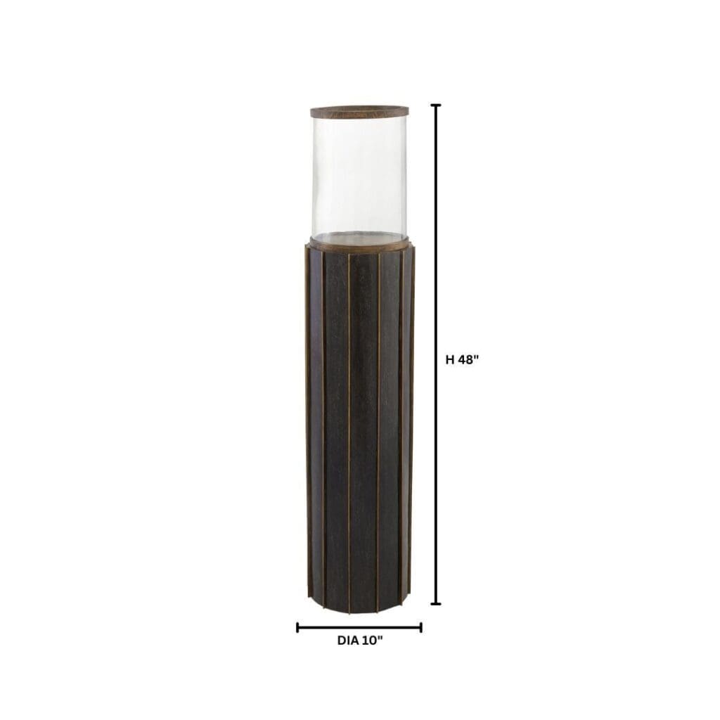 Cyan Design 11643 Reed Hurricane Large Antique Brass & Dark Brushed Mango Glass Vase - Perfect for Home Decor, Wedding Centerpieces, and Tabletop Display