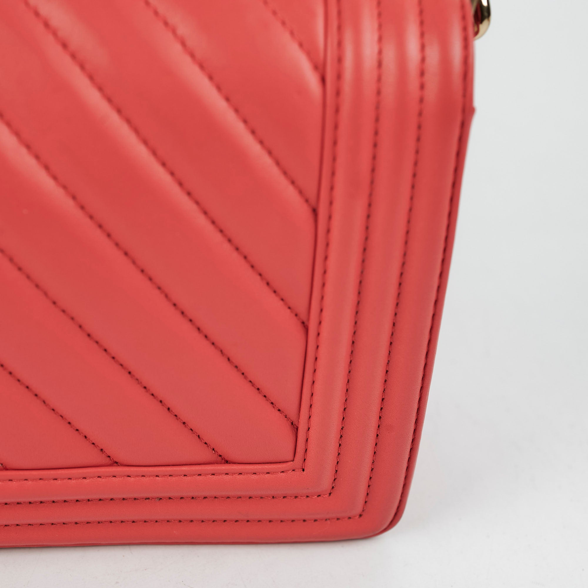Chanel Old Medium Boy Chevron Lambskin Coral Bag Series 27 - Luxury Designer Handbag for Women, Perfect for Parties, Dating & Special Occasions