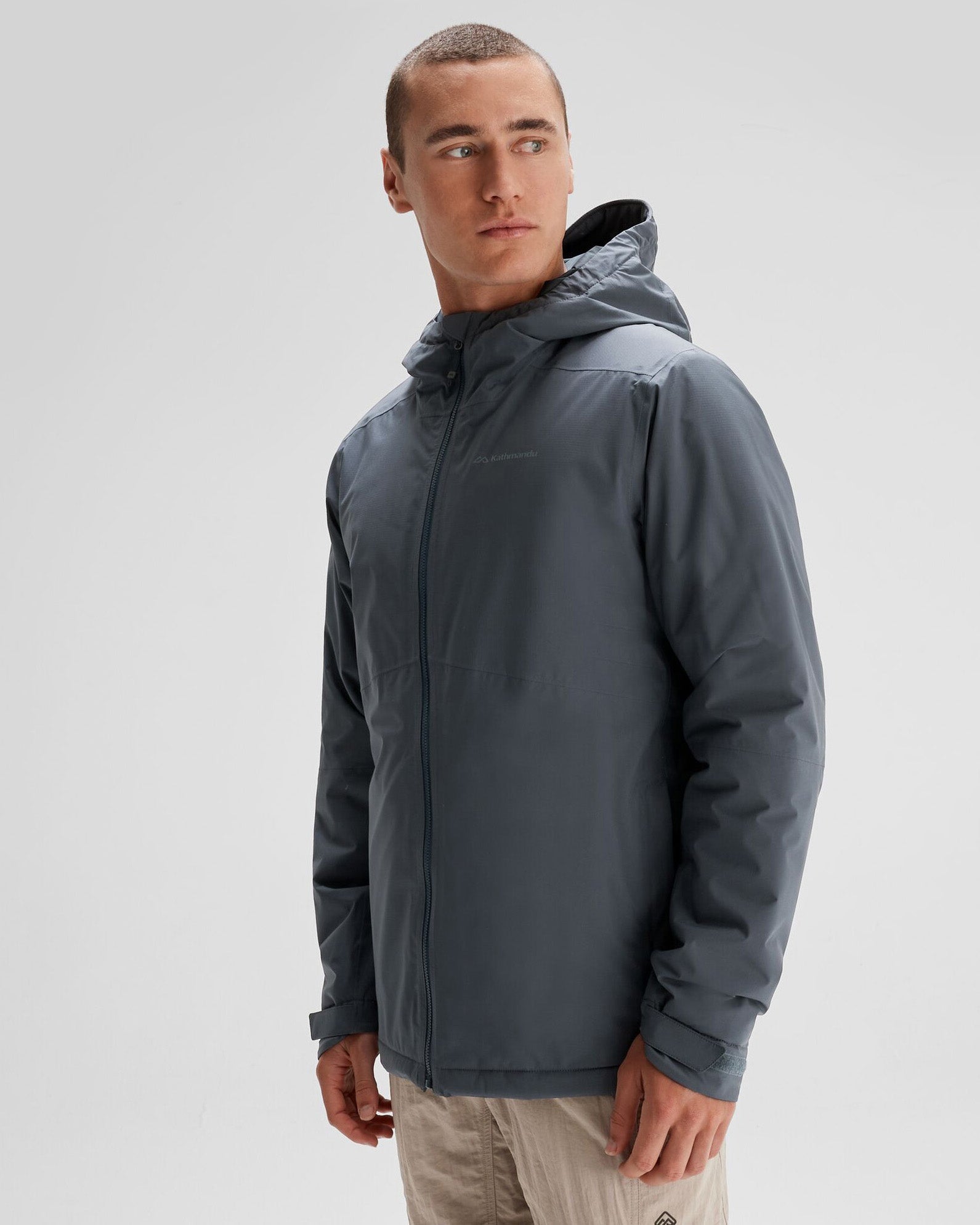 Men's Waterproof Insulated Rain Jacket - Lightweight 2L Trailhead Jacket for Hiking & Outdoor Activities - Night Black Color