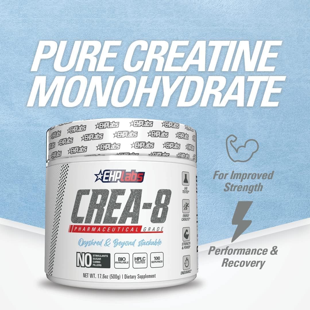 EHP Labs Pure Creatine Monohydrate Powder 500g - Premium Muscle Building Supplement for Athletes & Bodybuilders - Supports Strength, Endurance & Recovery - Ideal for Pre/Post Workout & Fitness Training