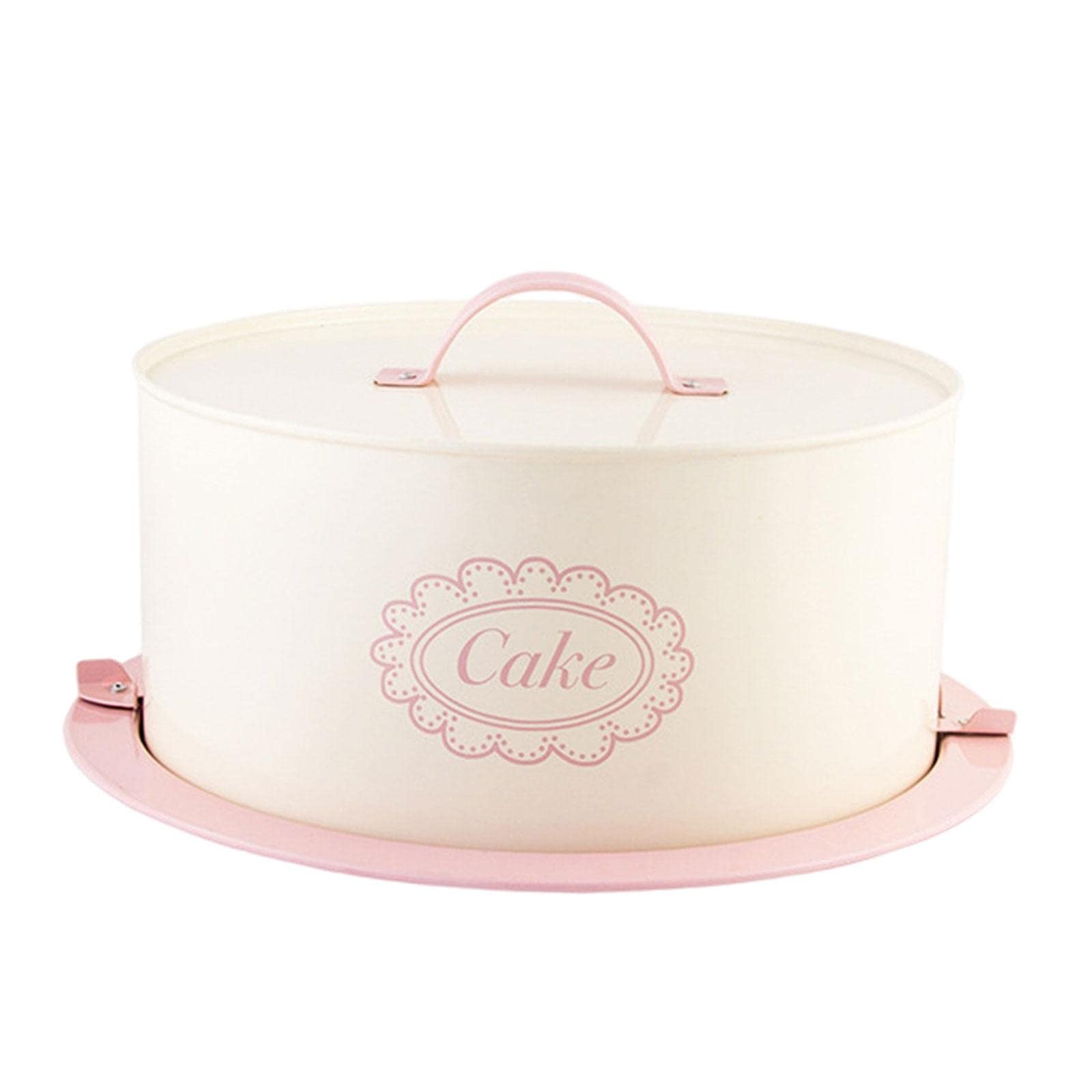 FAKEME Round Metal Cake Storage Container with Handle - Airtight Food Fresh-Keeping Box for Pies, Cakes & Pastries - Perfect for Home Baking, Parties & Gift Packaging