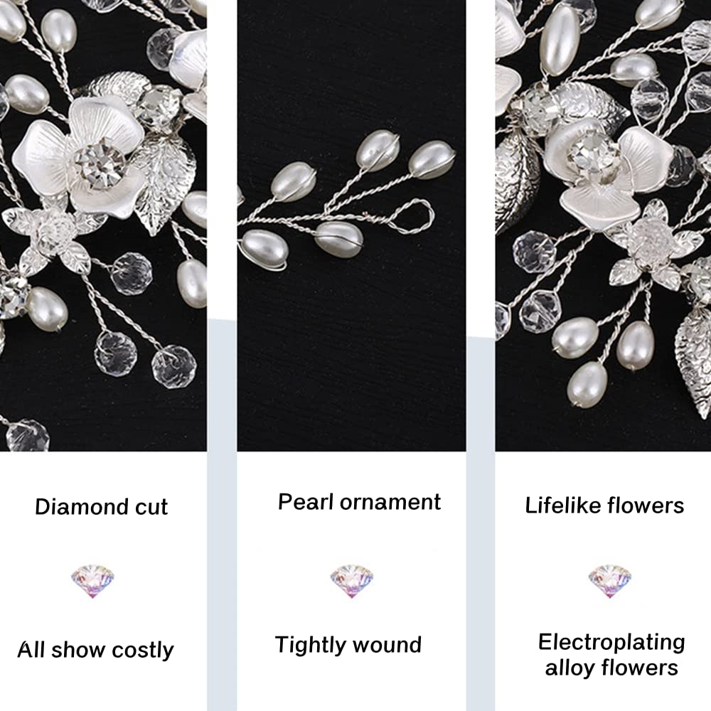 ISLHJDD Silver Pearl Wedding Hair Vine Comb - Elegant Bridal Hair Accessories for Bride & Girls, Perfect for Weddings, Proms & Special Occasions