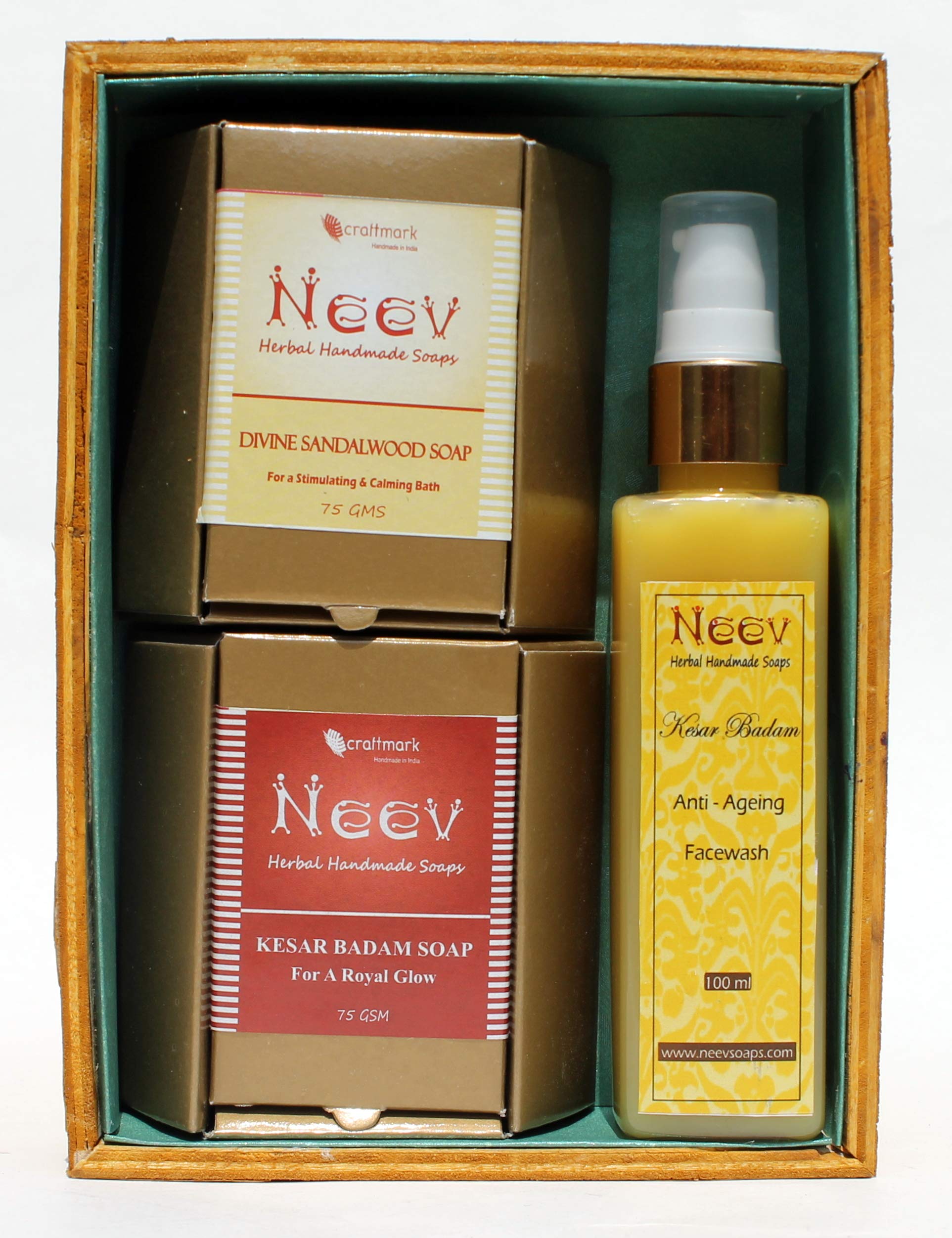 Neev Herbal Handmade Soap Gift Set - 2 Organic Soap Bars (75g Each) & Natural Face Wash | Vegan, Chemical-Free Skincare for Sensitive Skin | Perfect for Daily Use, Spa Days & Eco-Friendly Gifting