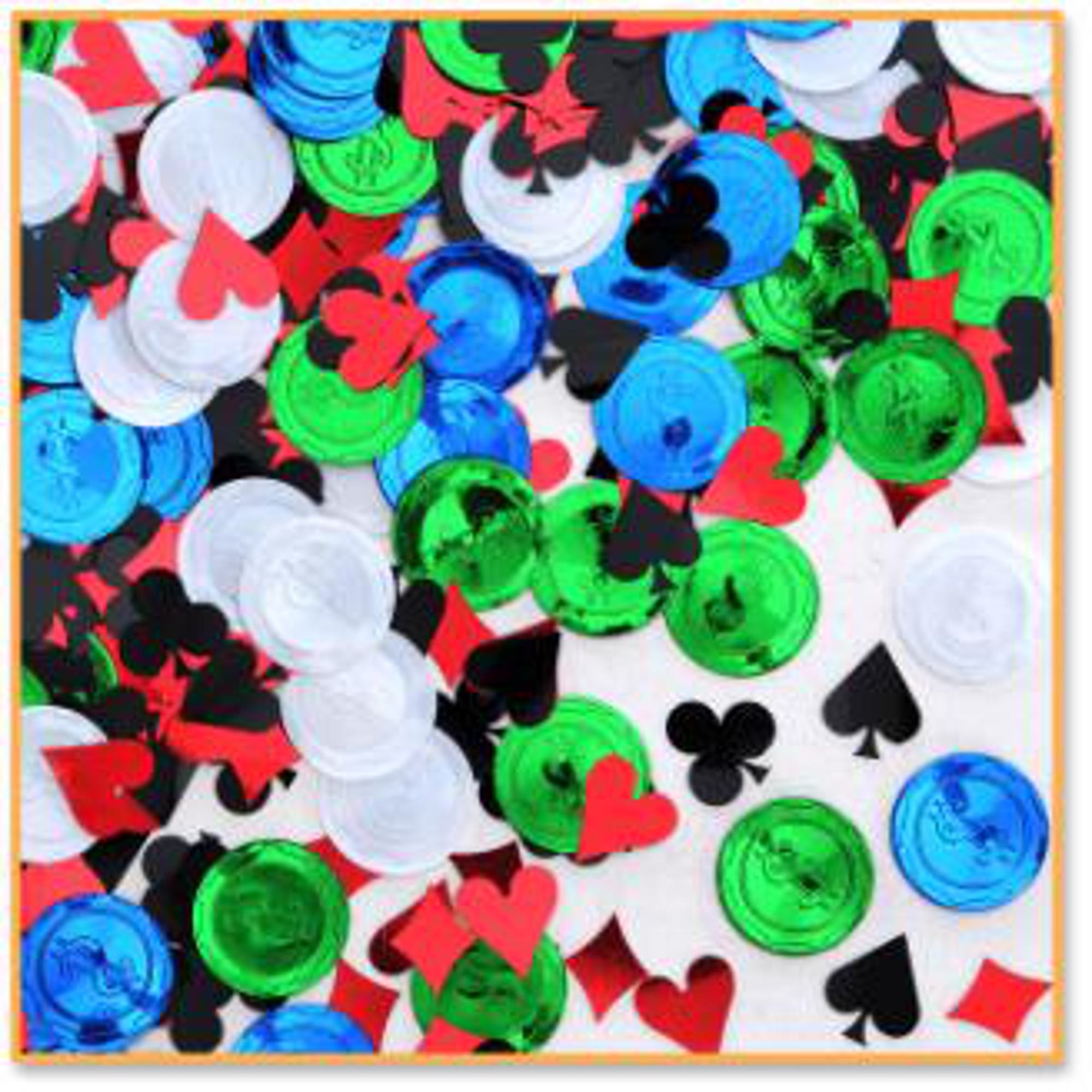 Colorful Poker Party Confetti - 1/2Oz Pack for Casino Night, Bachelorette Party & Game Themed Events - Premium Metallic Confetti for Poker Tables, Birthday Decorations & Celebrations