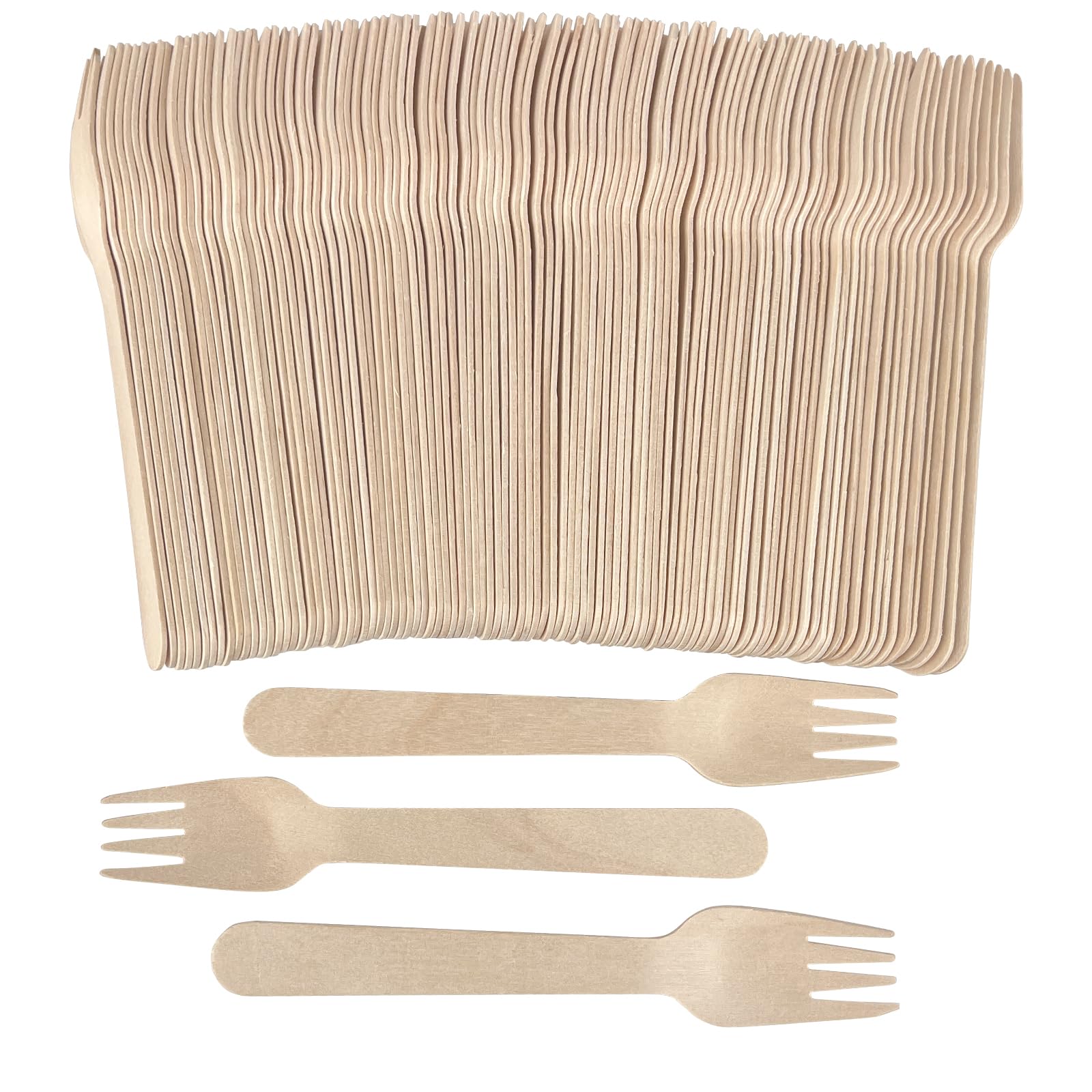 100 Pcs Biodegradable Bamboo Forks - 6.3 Inch Eco-Friendly Wooden Utensils for Cooking, Camping, Picnics, Parties | Perfect for BBQs, Weddings & Outdoor Events | Sustainable Disposable Cutlery for Eco-Conscious Dining