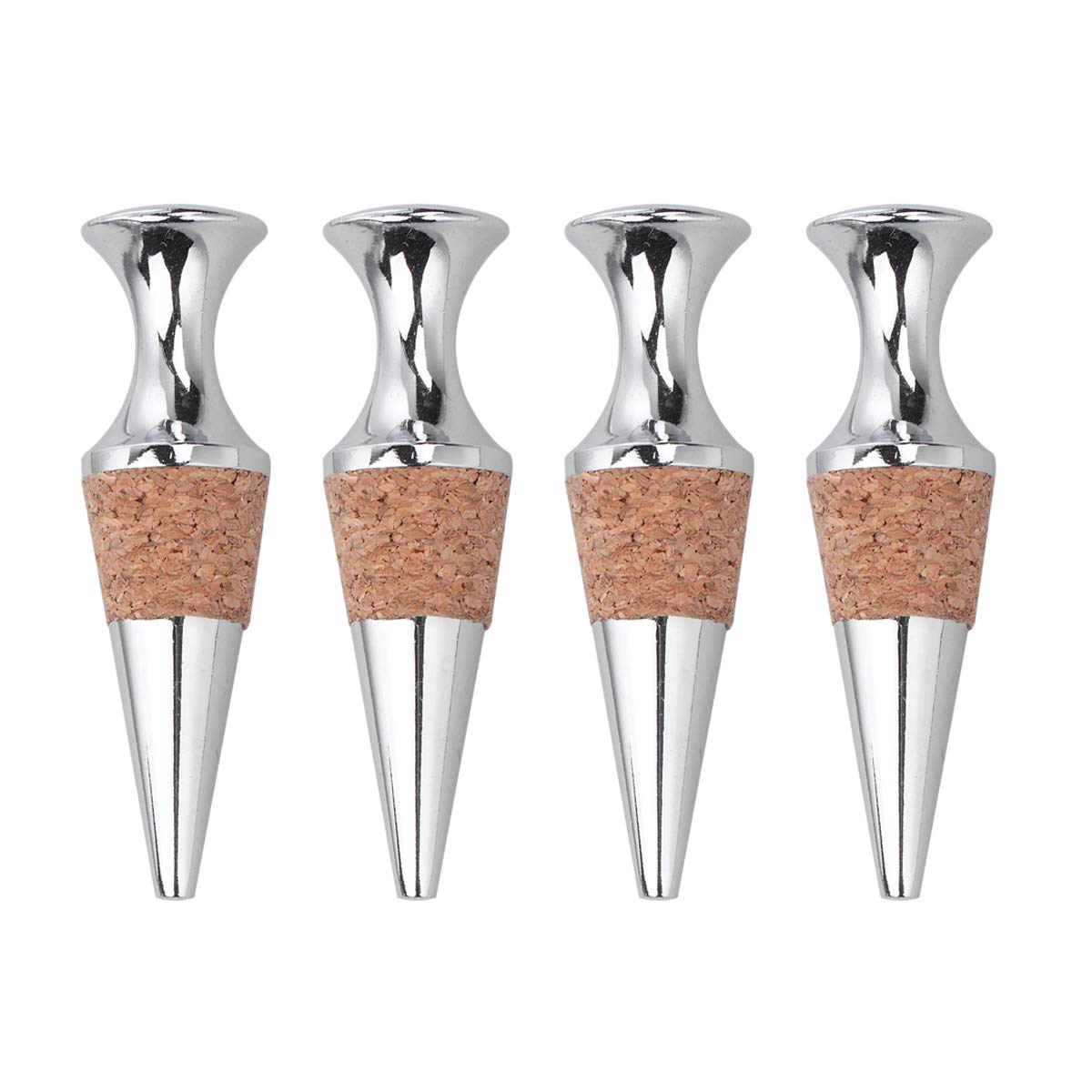 Premium 4-Piece Metal Wine Stopper Set - Cabilock Airtight Champagne & Wine Bottle Sealer with Flat Cork Design - Perfect for Parties, Gifts & Home Bar Accessories
