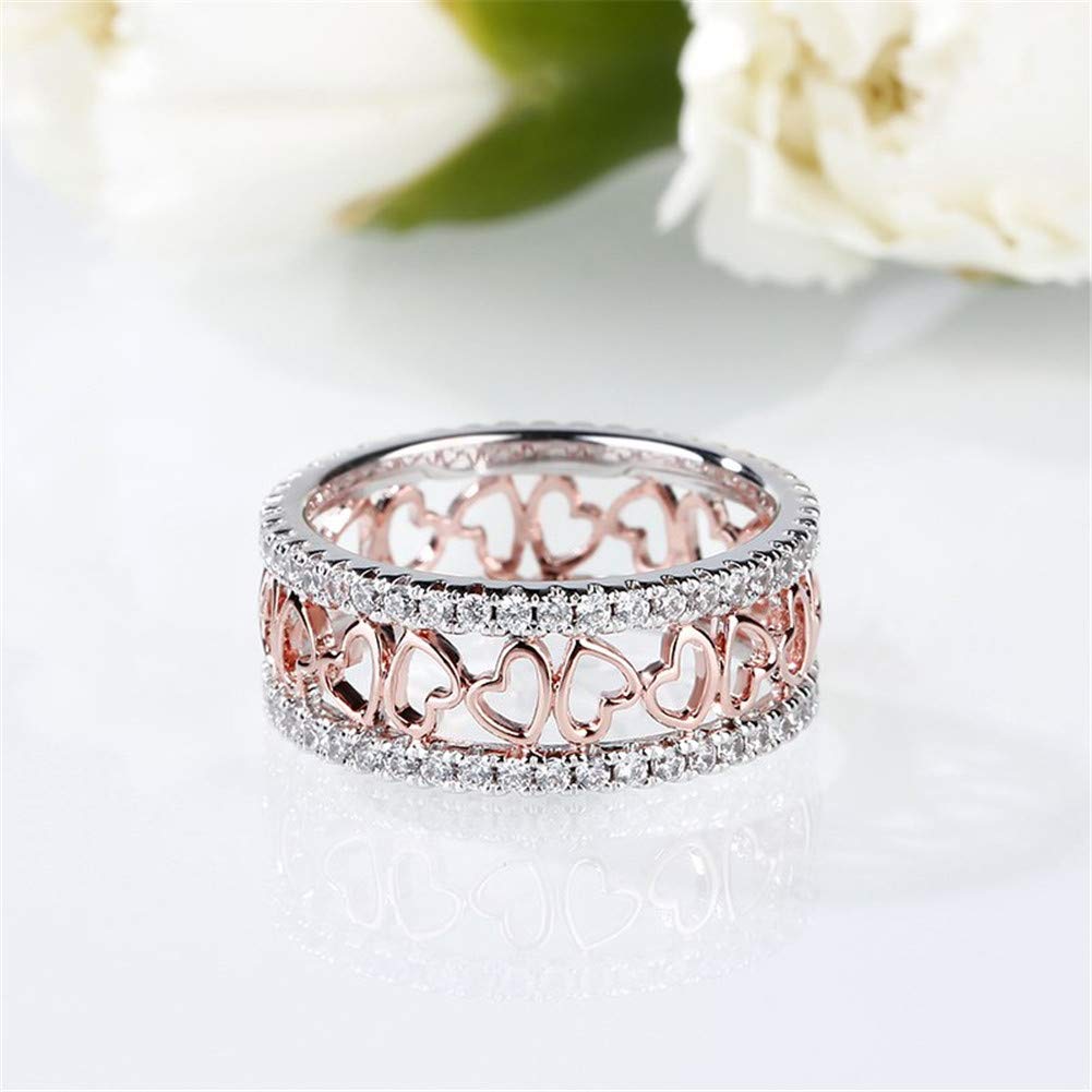 Jeulia 14K Rose Gold & White Gold Two Tone Engagement Ring Set for Women - Round Cut Cubic Zirconia Bridal Stackable Band Rings - Anniversary Promise Wedding Rings with Gift Box - Perfect for Proposals, Anniversaries & Special Occasions