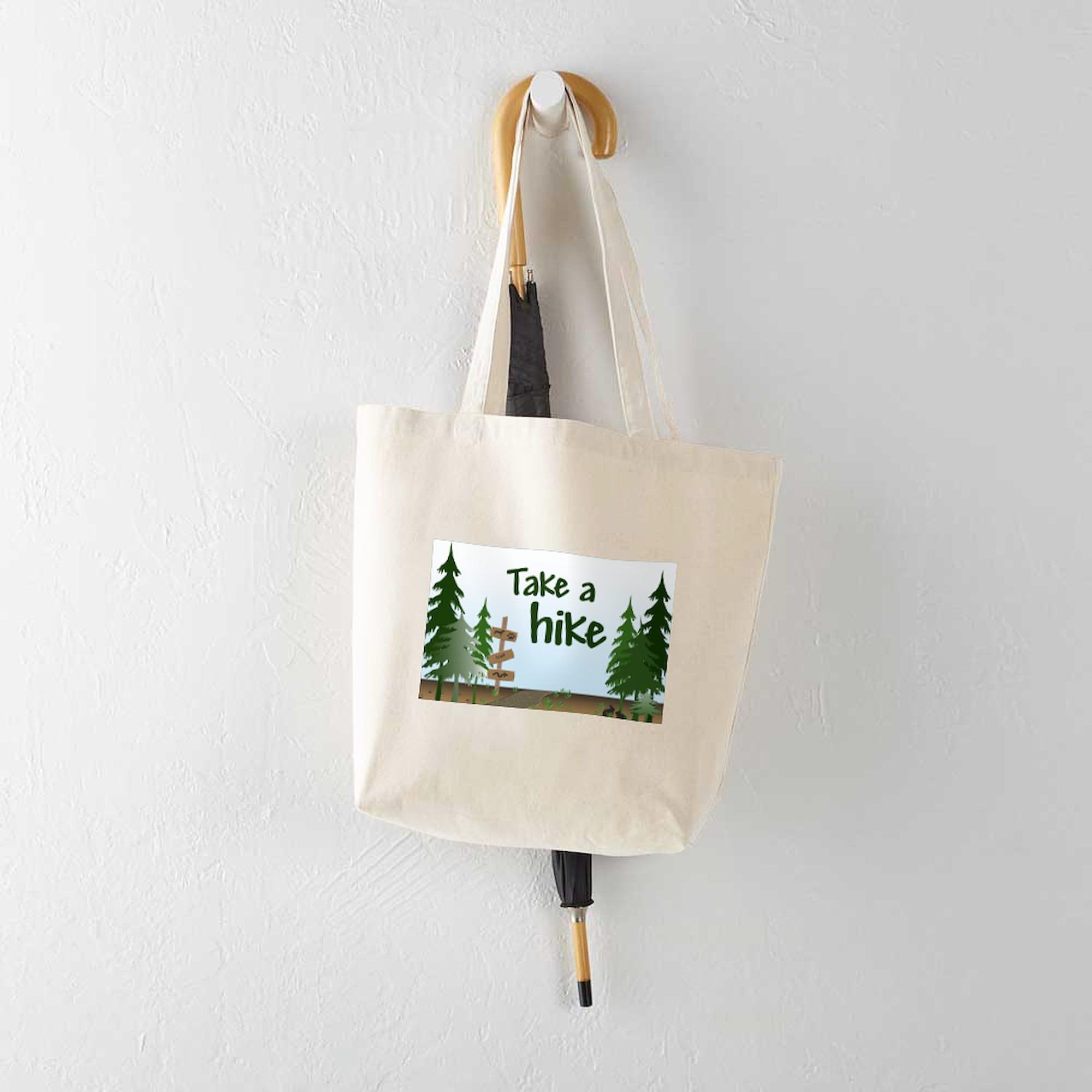 Eco-Friendly Natural Canvas Tote Bag - Reusable Shopping Bag for Hiking, Groceries & Daily Use | CafePress Take A Hike Design