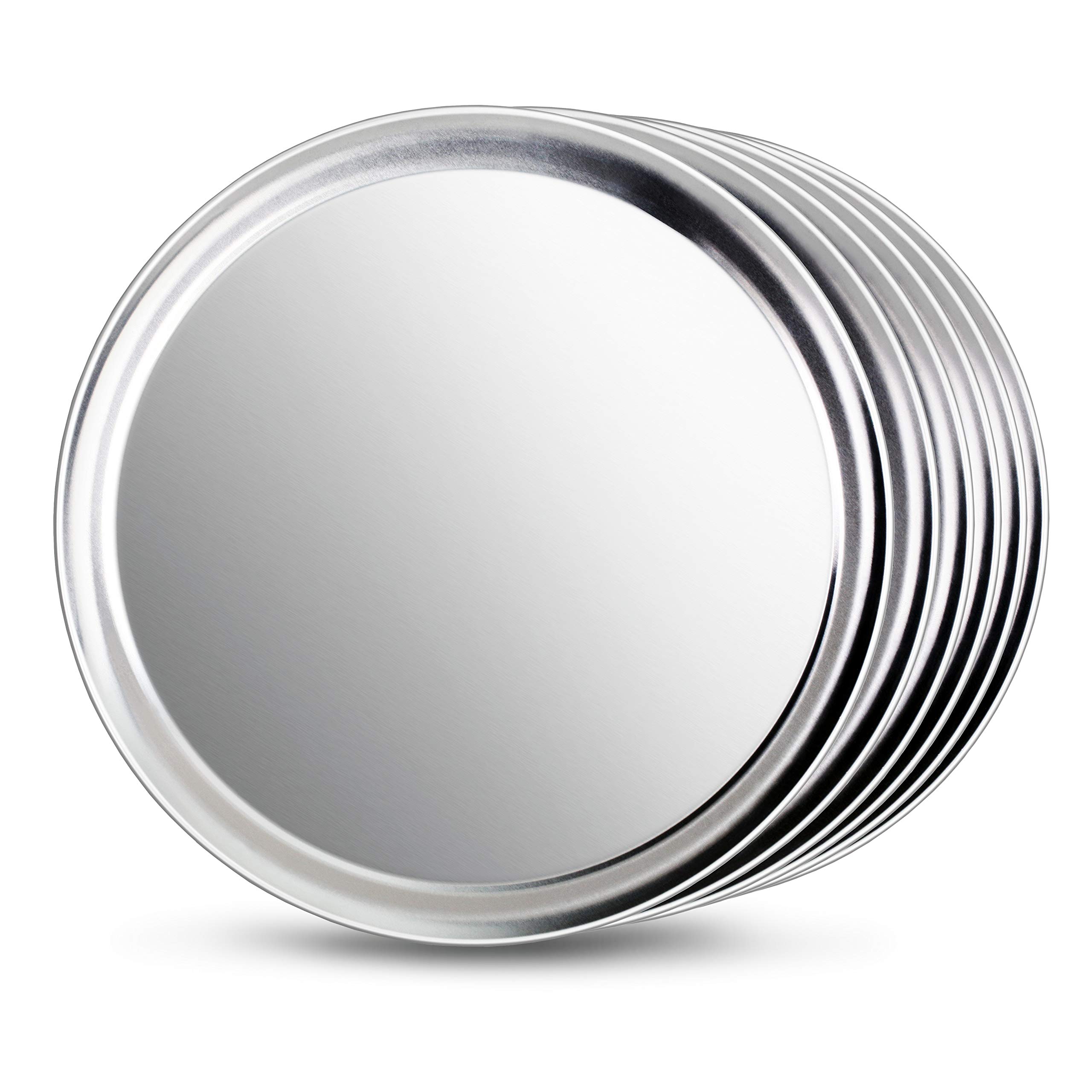 Commercial Grade Aluminum Pizza Trays - 14 Inch Wide Rim (Pack of 6) | Durable & Rustproof for Restaurants, Catering & Home Baking | Perfect for Pizza, Bread, Pastries & Party Serving