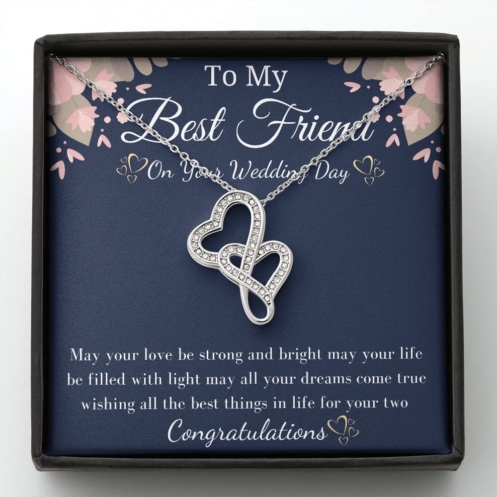 Best Friend to Bride Necklace - Wedding Jewelry Gift with Card for Her Special Day