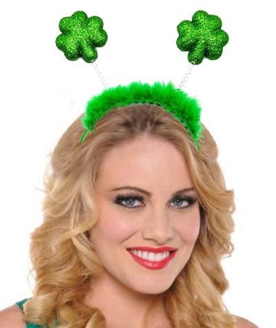 St. Patrick's Day Headbands - 2 Pack Green Shamrock Clover Hair Accessories for Women & Girls | Irish Party Costume, Rave & St. Patty's Day Celebration