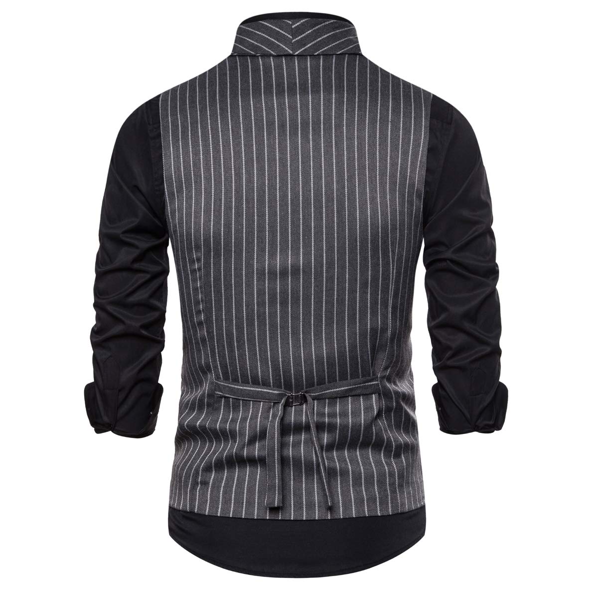 Cloudstyle Men's Slim Fit Pinstripe Formal Dress Vest - Double-Breasted Business Waistcoat for Weddings, Office & Special Occasions