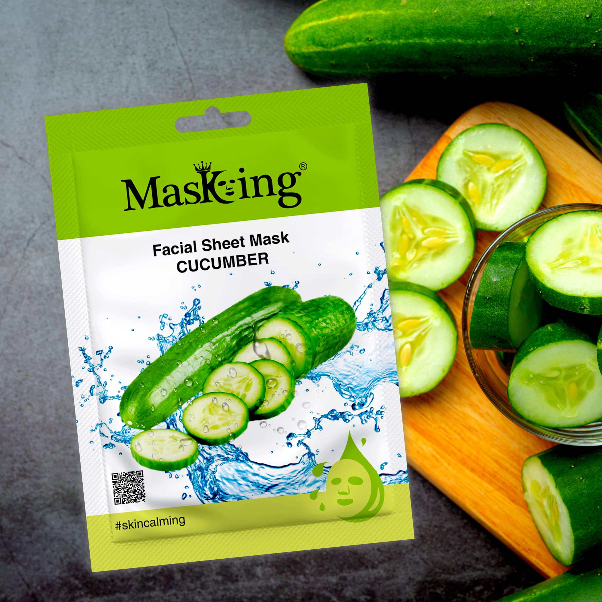 MasKing Beauty Facial Sheet Mask Set - Cucumber, Lemon, Pomegranate, Kiwi & Honey for Skin Calming, Brightening & Hydration - 5 Sheet Masks (100ml Each) for Women & Men - Perfect for Daily Skincare Routine, Spa Day & Gift Giving