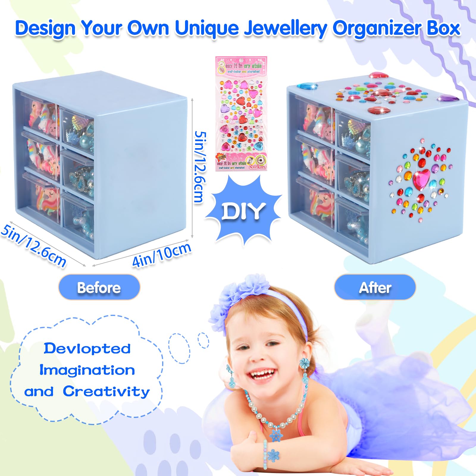 **Best Girls' Jewelry Toys for Ages 5-10 – Clip-On Earrings, Adjustable Rings, Bracelets & Necklaces – Frozen & Unicorn Princess Dress-Up Set – Perfect for Birthday Gifts & Pretend Play**