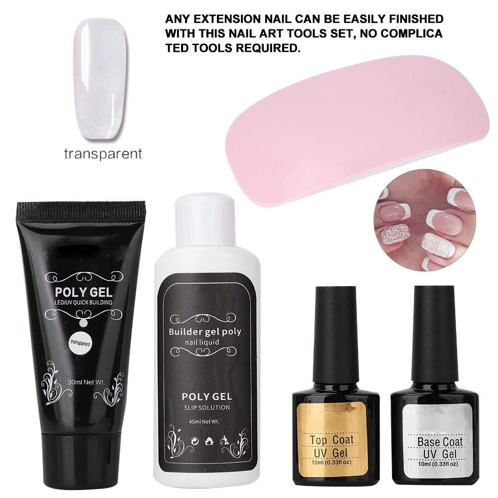 Professional Gel Nail Polish Kit - UV LED Nail Dryer Lamp, Nail Glue & Complete DIY Manicure Tools Set for Home & Salon Use (Transparent) | Perfect for Nail Art, French Tips & Gel Extensions