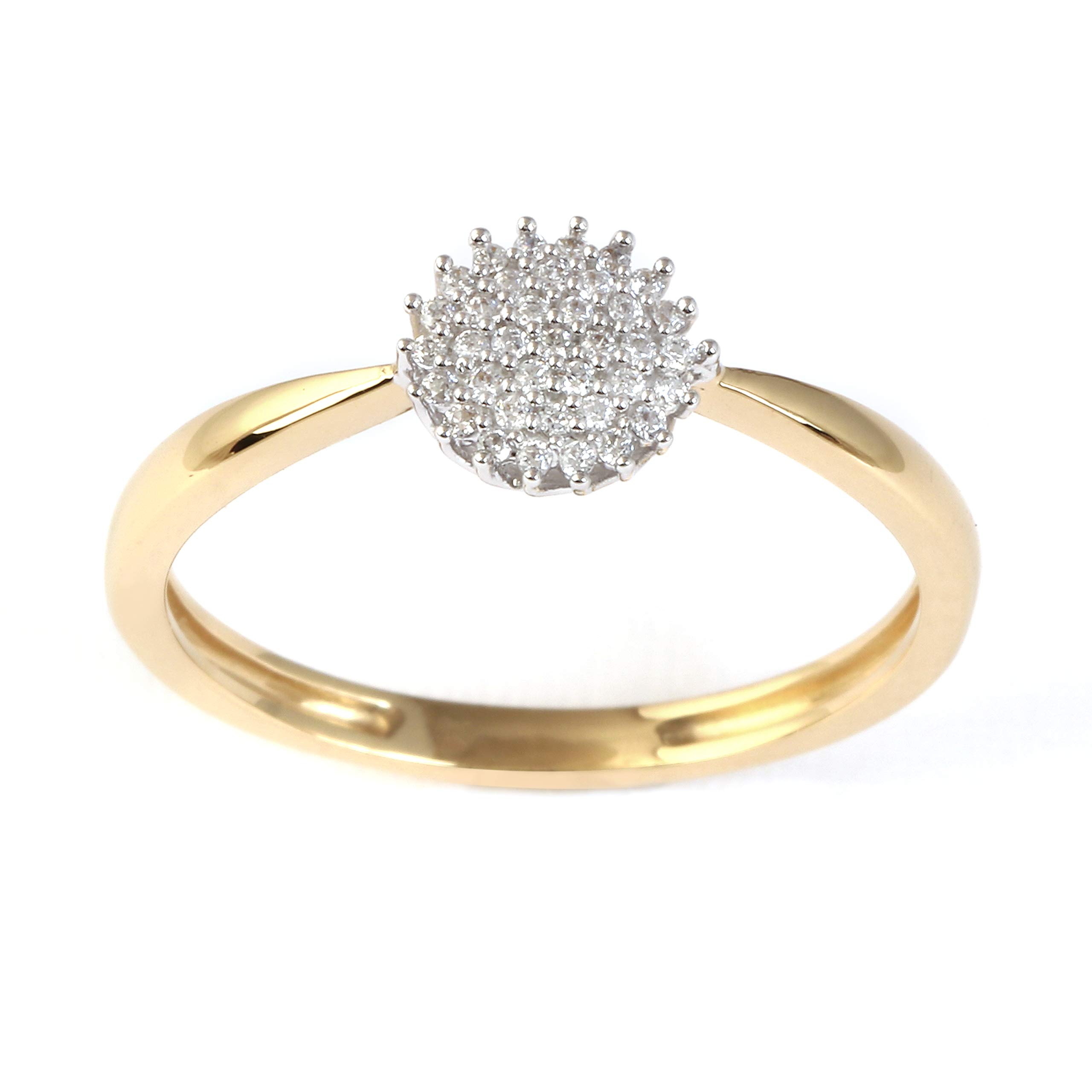 10K Gold 1/10CT TDW Round Diamond Cluster Promise Ring for Women - I-J Color I2 Clarity - Elegant Love Gift for Anniversary, Engagement & Valentine's Day