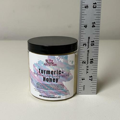 Organic Turmeric & Honey Body Scrub - 8oz Exfoliating Face & Body Polish for Glowing Skin - Natural Skincare for Dry Skin, Acne & Dark Spots - Perfect for Spa Day & Self Care Routine