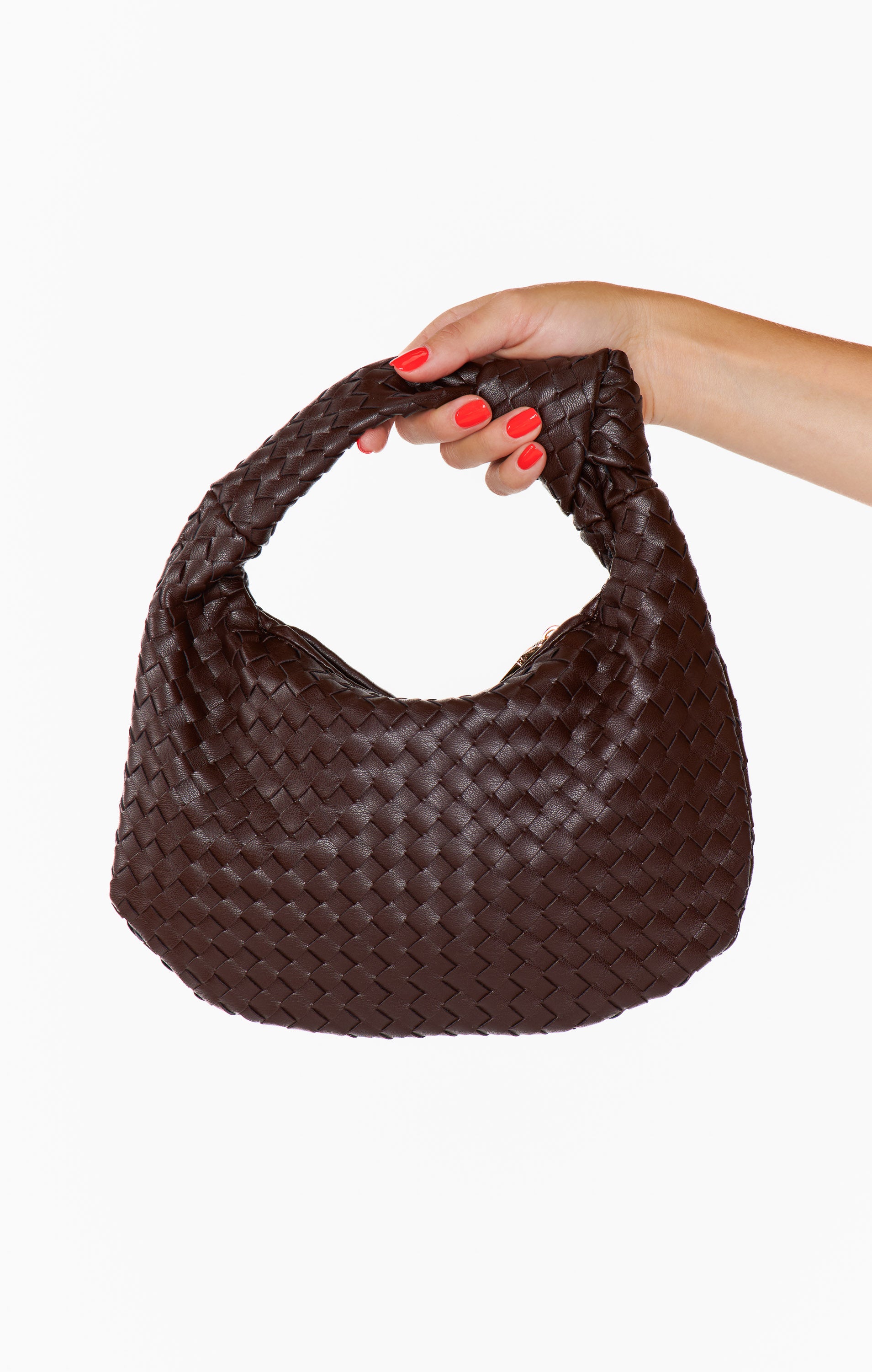 Melie Bianco Willow Woven Crossbody Bag in Espresso Brown - Stylish Vegan Leather Handbag for Women, Perfect for Work, Travel & Everyday Use