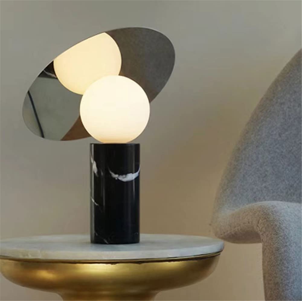 Luxury Black Postmodern Marble Glass Table Lamp - E26/E27 Base Bedside & Desk Lighting for Living Room, Bedroom, Study - Elegant Home & Office Decor with Warm Ambient Glow