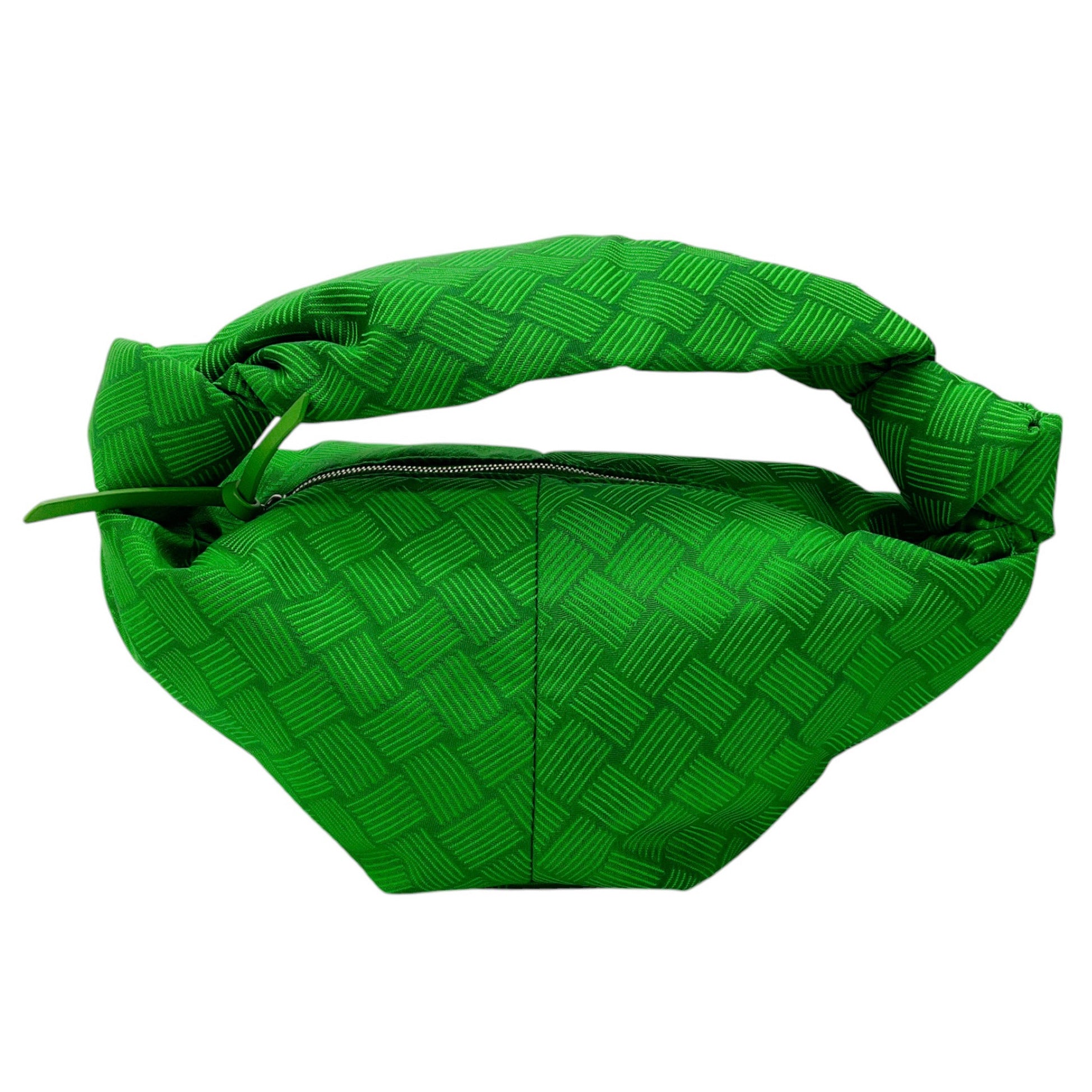 Bottega Veneta Green Jacquard Mini Double Knot Handbag for Women - Luxury Designer Crossbody Purse for Evening Parties & Date Nights