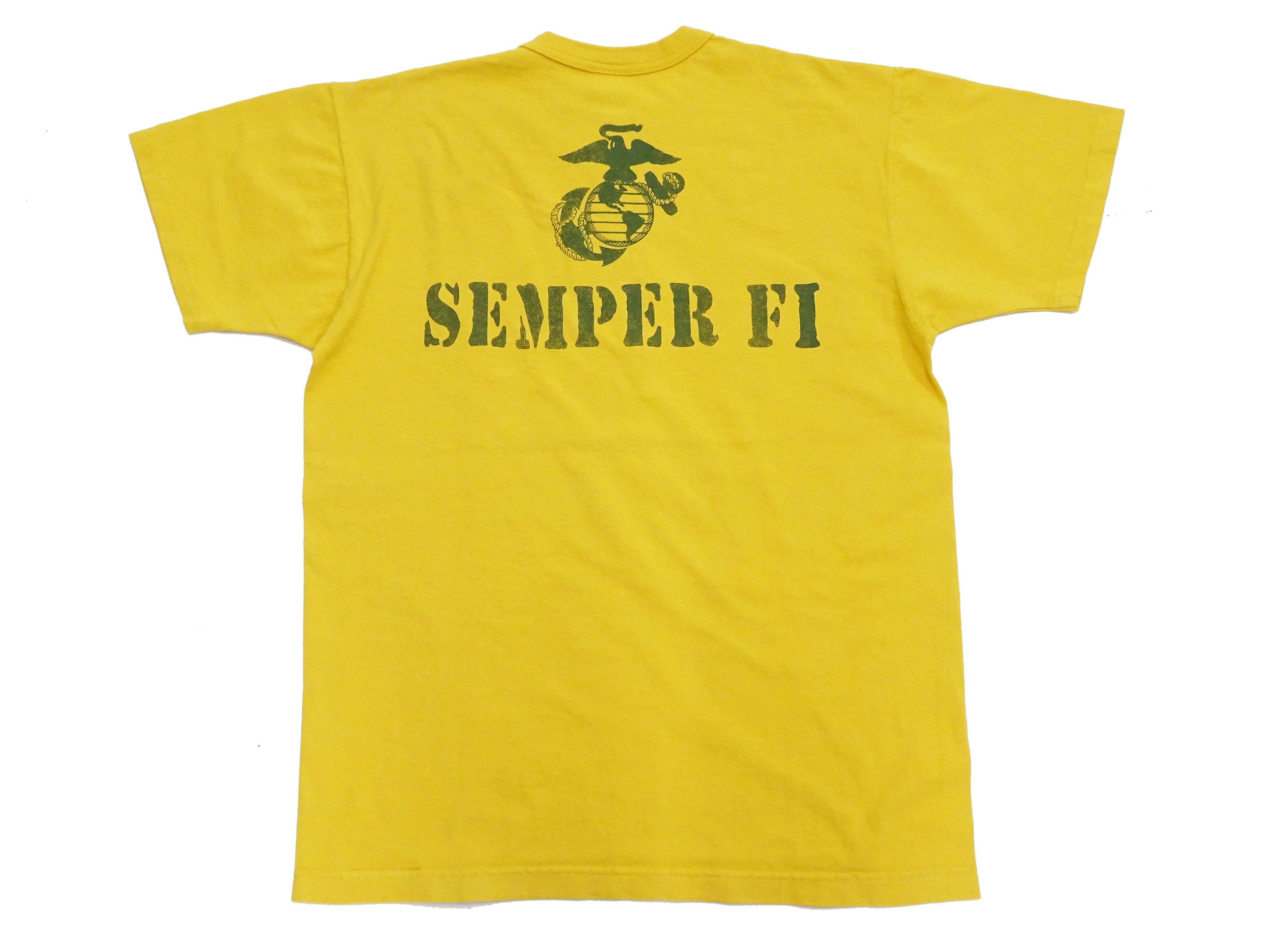 TOYS McCOY Men's Short Sleeve Graphic T-Shirt - Flying Ace Snoopy x USMC Printed Tee | TMC2527 Garment Dyed Faded Yellow | Vintage Style Loopwheel Cotton | Casual Wear & Street Fashion