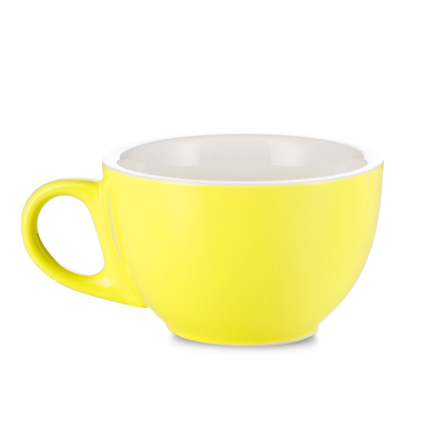Premium Yellow Porcelain Latte Cup & Saucer Set - 12oz (355ml) for Espresso & Coffee - Perfect for Home Cafes, Coffee Shops & Gifts