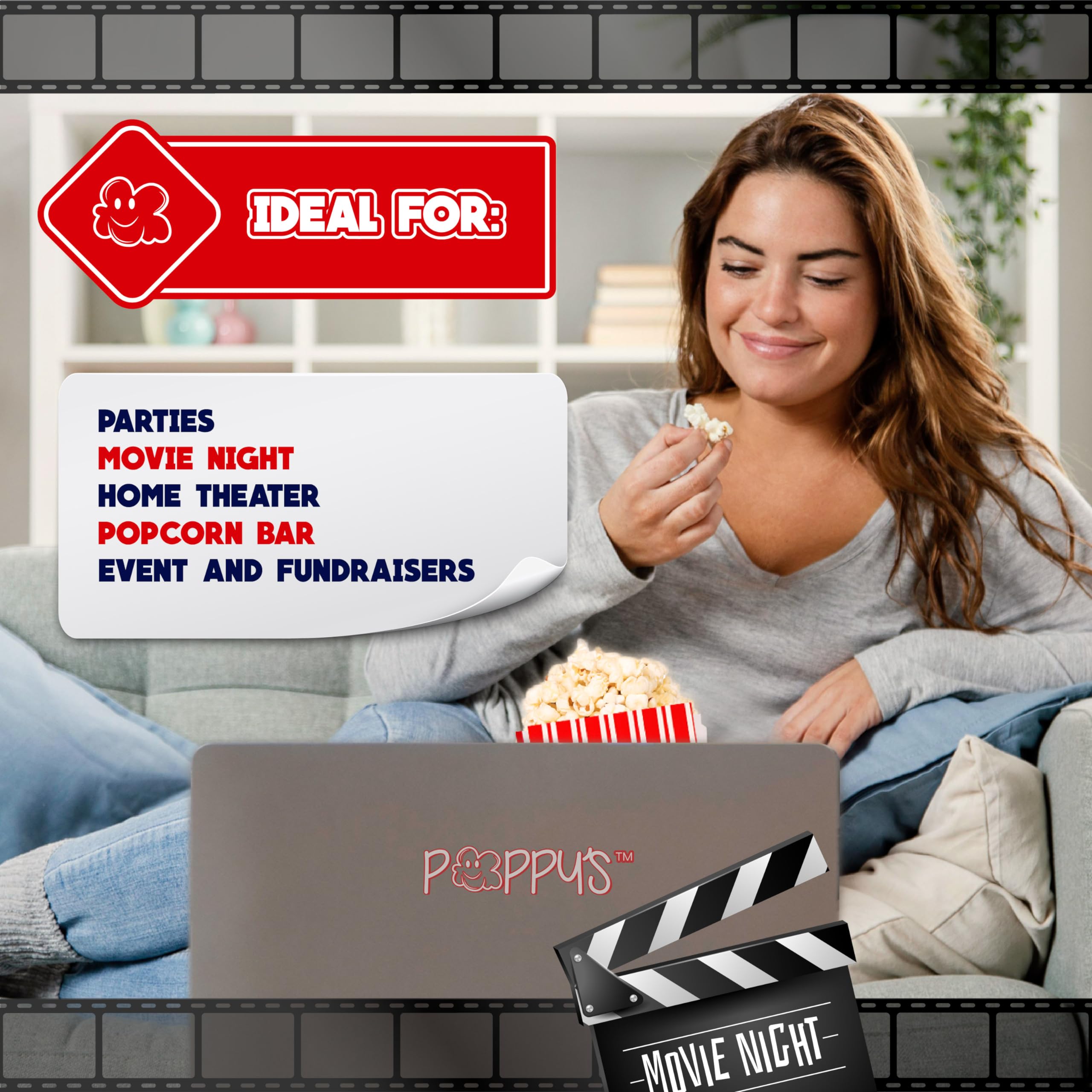 **Poppy's Flat Bottom Paper Popcorn Bags – 100 Pack 2 oz Concession-Grade Popcorn Bags for Popcorn Machines, Movie Nights, Parties & Concession Stands – Perfect for Home Theaters, Carnivals & Snack Bars**